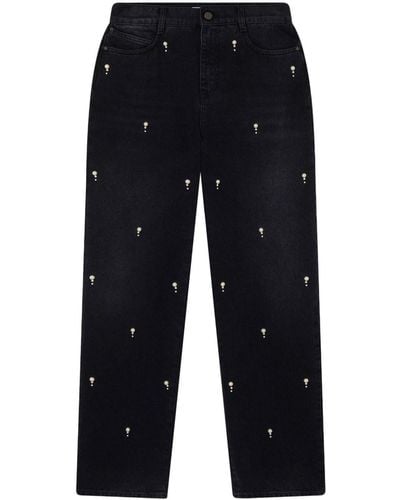 Stella McCartney Pearl-embroidered Straight-leg Jeans - Blue