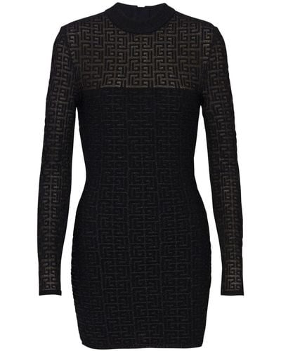 Balmain Pb Maze Monogram Knit Dress - Black