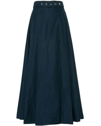 Max Mara Gilda Popeline Rok Met Geplooid Detail - Blauw