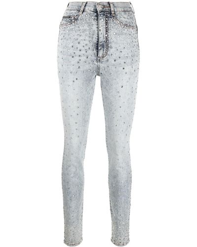 Philipp Plein Skinny-Jeans mit Strass - Grau