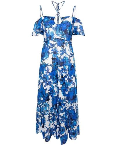 Liu Jo Vestido midi con estampado floral - Azul