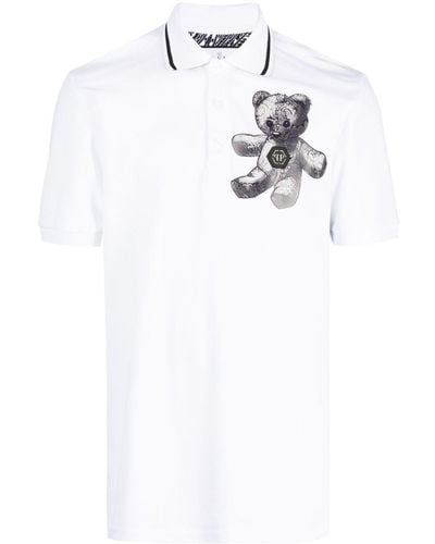 Philipp Plein Paisley Teddy Bear Polo Shirt - White