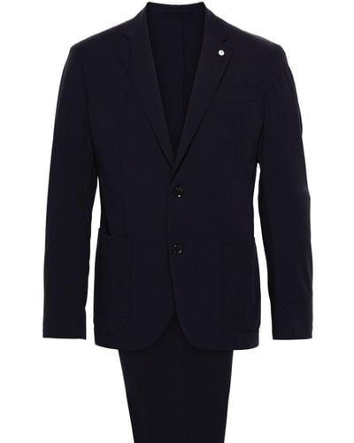 Luigi Bianchi Brooch Detail Single-breasted Suit - Blue