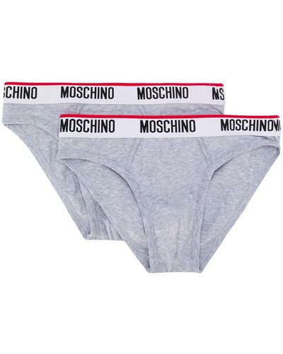 Moschino Twin-pack Logo Band Briefs - Grey