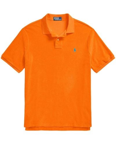 Polo Ralph Lauren Badstof Poloshirt Met Geborduurd Logo - Oranje