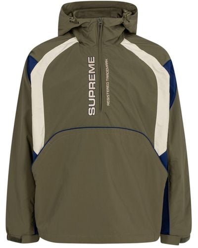 Supreme Paneled Half-zip Pullover Jacket - Green