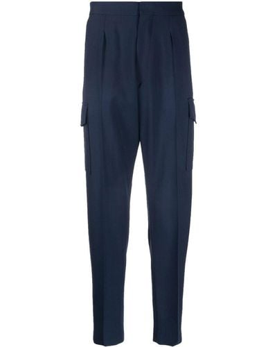 Paul Smith Tapered Wool Cargo Trousers - Blue