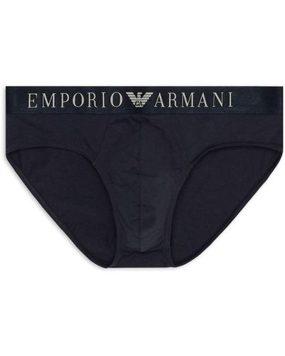 Emporio Armani ロゴウエスト ブリーフ - ブルー