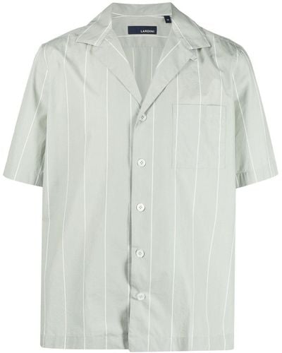 Lardini Notched Pinstripe Short-sleeve Shirt - Green