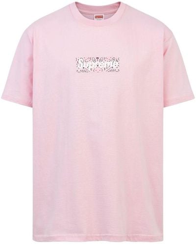 Supreme Bandana Box Logo Crew Neck T-shirt - Pink