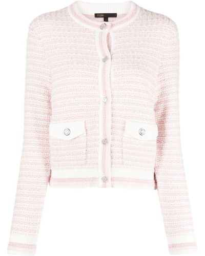Maje Round-neck Button-up Cardigan - Pink