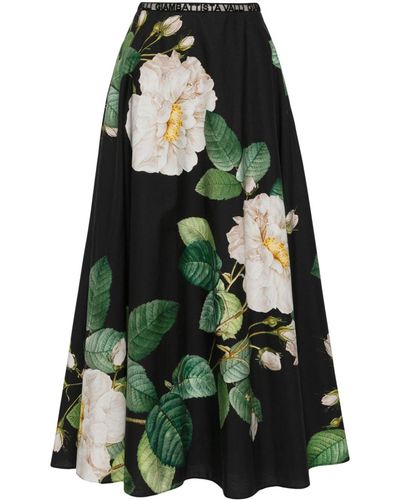 Giambattista Valli Floral-print Cotton Skirt - Green