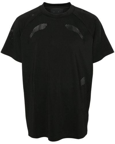 HELIOT EMIL Intine Round-neck Perforated T-shirt - Black