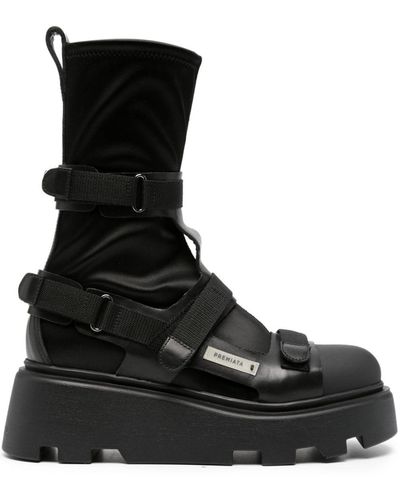 Premiata Touch-strap Chunky-sole Boots - Black