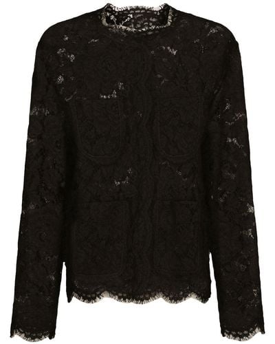 Dolce & Gabbana Floral-lace Single-breasted Jacket - Black