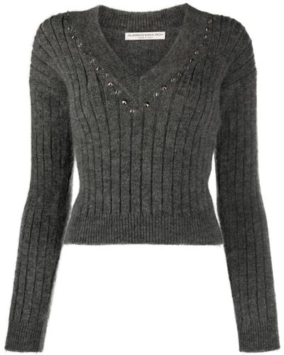Alessandra Rich Crystal-embellished Wool Jumper - Black