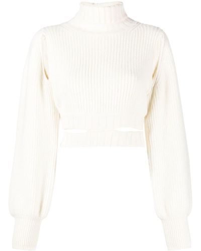 ANDREADAMO Roll-neck Cropped Knit Jumper - White