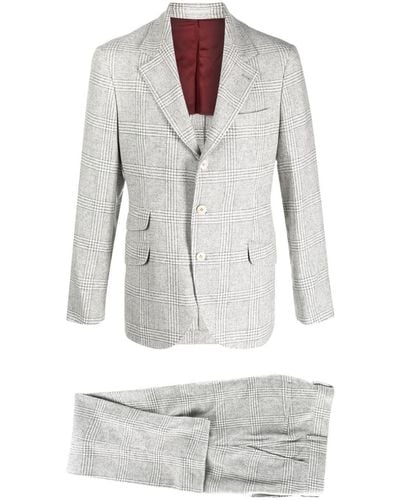 Brunello Cucinelli Single-breasted Checked Suit - Grey