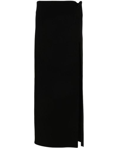 Magda Butrym Floral-appliqué Wool-blend Skirt - Black