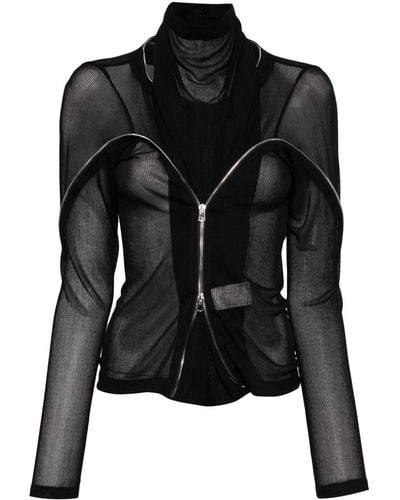 Kiko Kostadinov Cardigan superposé à col montant - Noir