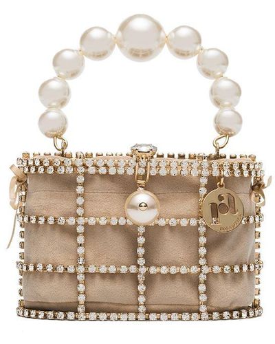 Rosantica Holly Crystal & Pearl Box Bag - Mettallic