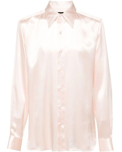Tom Ford Long-Sleeve Silk Shirt - Pink