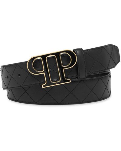 Philipp Plein Logo-buckle Leather Belt - Black