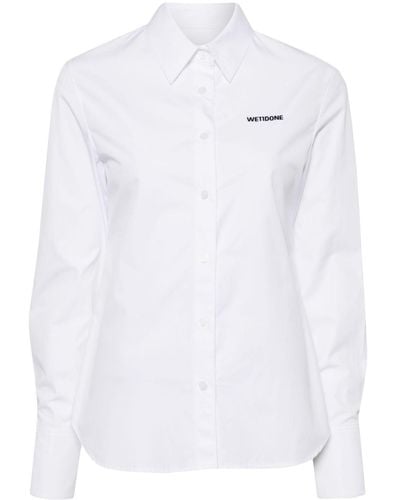 we11done Logo-embroidered Cotton Shirt - Wit