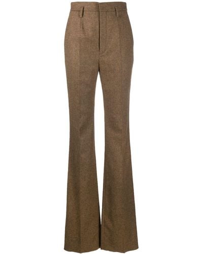 Saint Laurent High-waisted Wool Pants - Brown