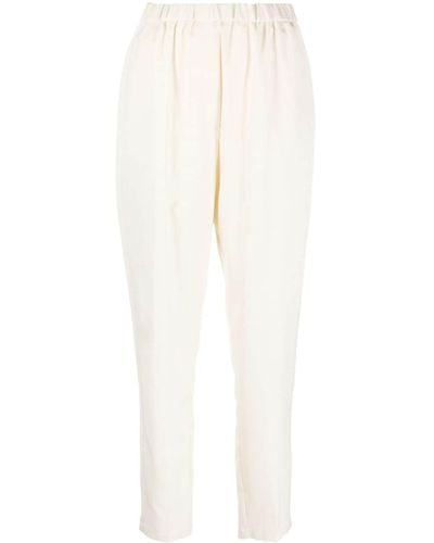 Forte Forte Mid-rise Elasticated Tapered Trousers - White