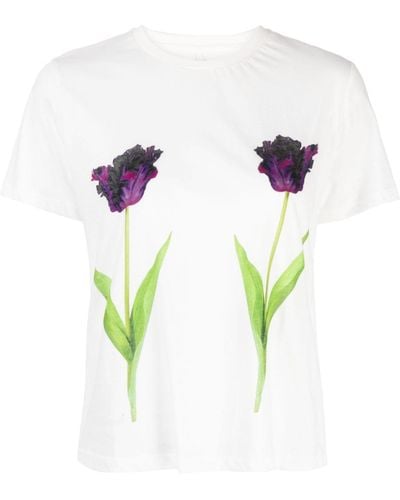 Cynthia Rowley T-shirt en coton à fleurs - Bleu