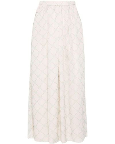 Emporio Armani Printed Midi Skirt - White