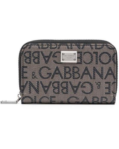 Dolce & Gabbana Portefeuille à logo en jacquard - Gris