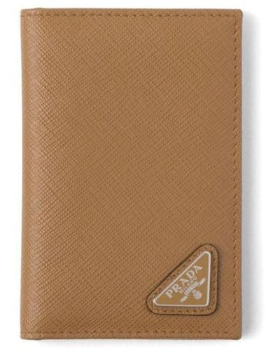 Prada Triangle-logo Leather Cardholder - Natural