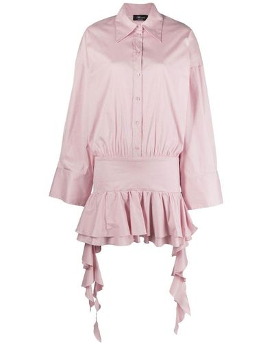 Blumarine Dropped-waist Ruffled Shirtdress - Pink
