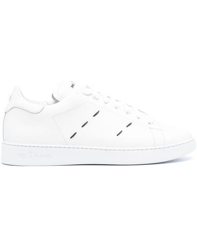 Kiton Decorative-Stitching Sneakers - White