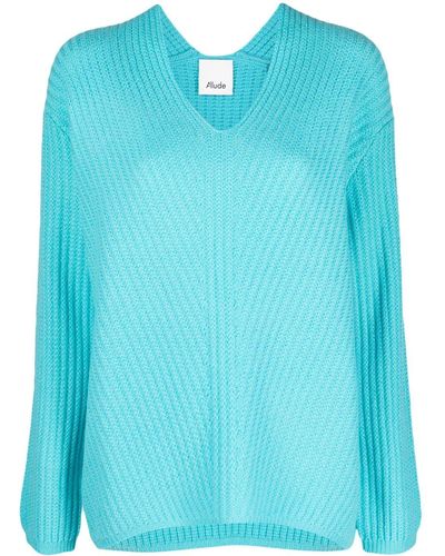 Allude Cable-knit Cashmere Sweatshirt - Blue