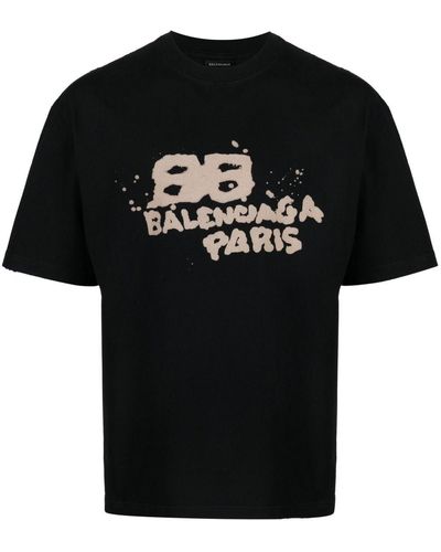 Balenciaga Hand Draw Bb Icon Logo T-shirt In Zwart