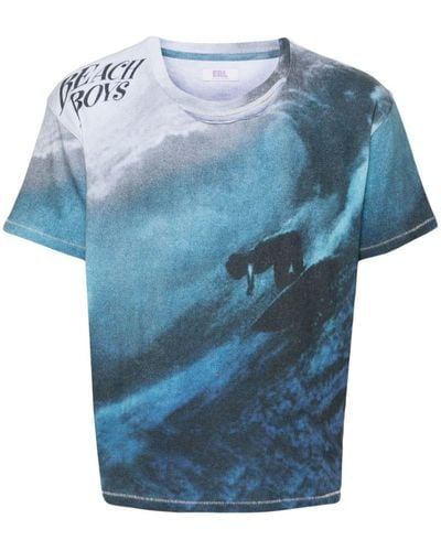 ERL T-Shirt mit Surfer-Print - Blau