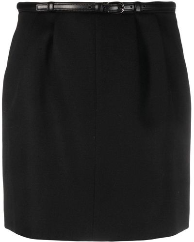 Saint Laurent Belted Wool Mini Skirt - Black