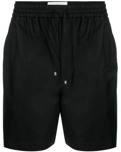Valentino Garavani Logo-patch Cotton Drawstring Shorts - Black