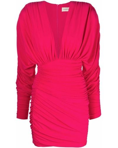 Alexandre Vauthier Drapiertes Kleid mit langen Ärmeln - Pink