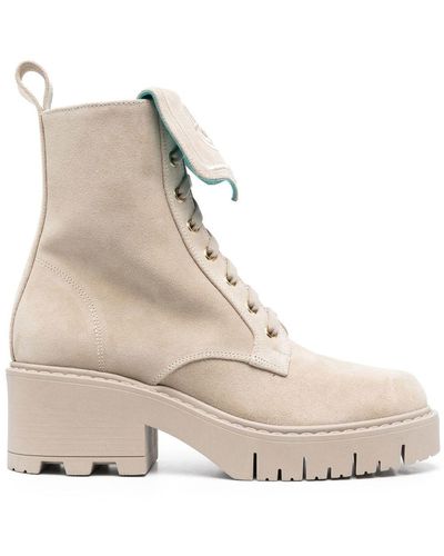 Chiara Ferragni 60mm Lace-up Suede Boots - Natural
