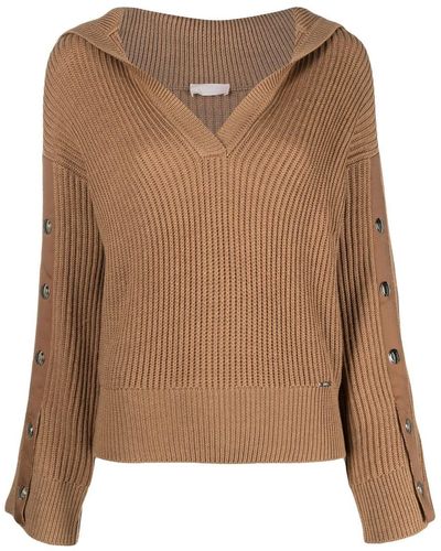 Liu Jo Ribbed Pullover Sweater - Brown
