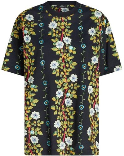 Etro T-Shirt mit Blumen-Print - Grün