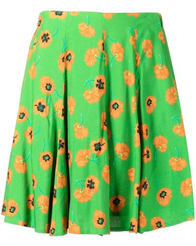 KENZO Falda con motivo de amapolas - Verde