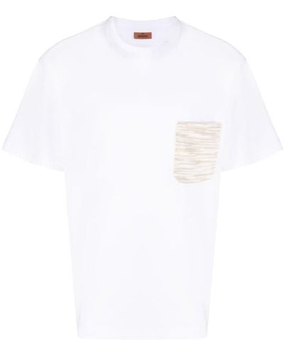 Missoni T-Shirt mit Brusttasche mit Slub-Textur - Weiß