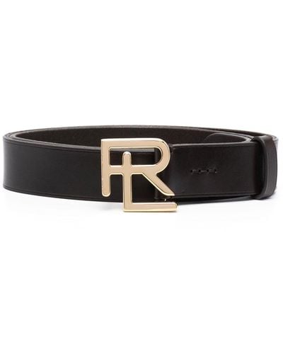 Ralph Lauren Collection Monogram-buckle Leather Belt - Black