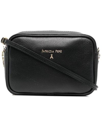 Patrizia Pepe Logo-plaque Leather Crossbody Bag - Black