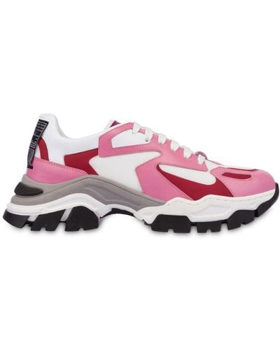 Moschino Paneled Lace-up Sneakers - Pink